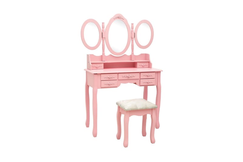 Sminkbord med pall och 3 speglar rosa - Rosa - Barn & bebis - Barnmöbler - Barnbord - Aktivitetsbord - Sminkbord barn