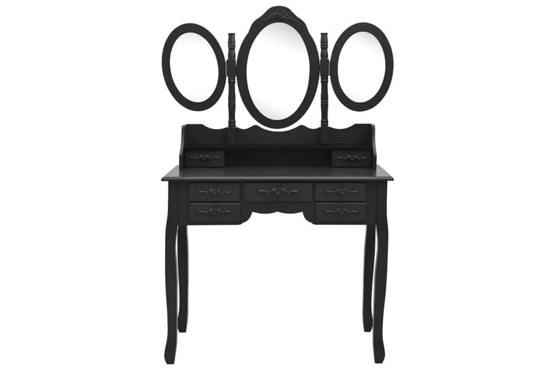 Sminkbord med pall och 3 speglar svart - Svart - Möbler - Bord - Sminkbord