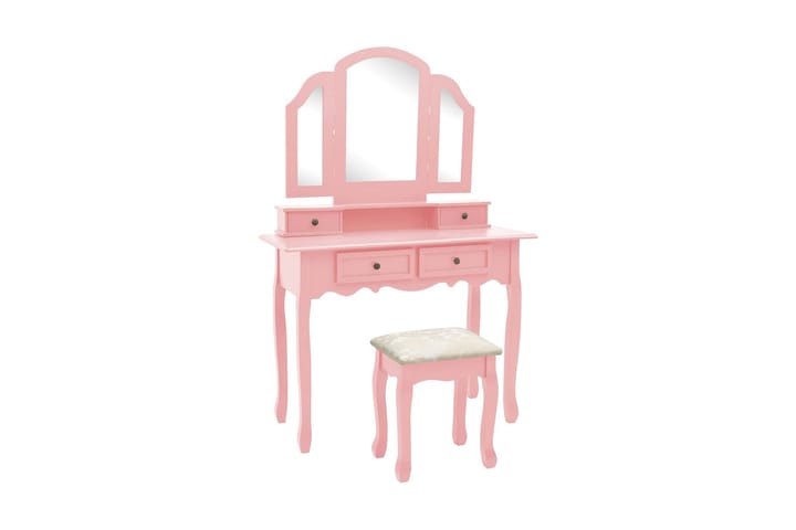 Sminkbord med pall rosa 100x40x146 cm kejsarträ - Rosa - Barn & bebis - Barnmöbler - Barnbord - Aktivitetsbord - Sminkbord barn