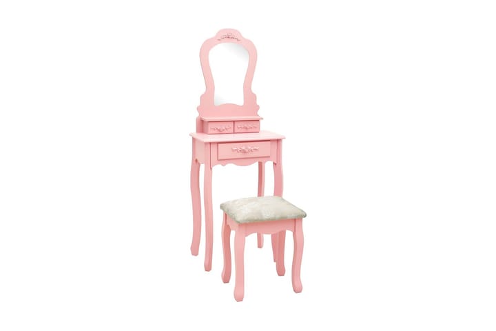 Sminkbord med pall rosa 50x59x136 cm paulowniaträ - Rosa - Barn & bebis - Barnmöbler - Barnbord - Aktivitetsbord - Sminkbord barn