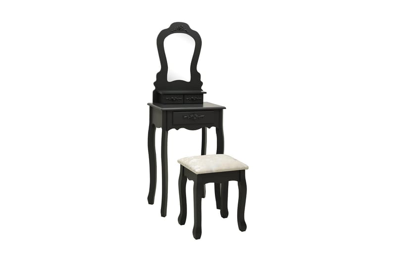 Sminkbord med pall svart 50x59x136 cm paulowniaträ - Svart - Möbler - Bord - Sminkbord