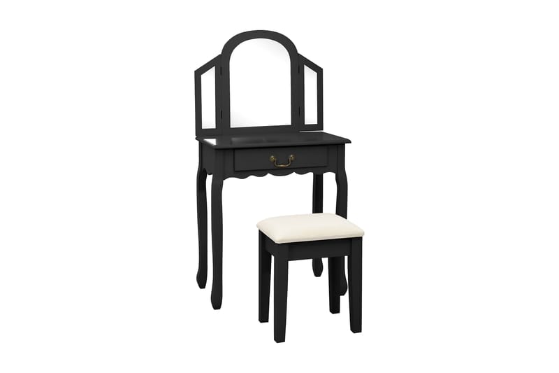 Sminkbord med pall svart 65x36x128 cm kejsarträ MDF - Svart - Möbler - Bord - Sminkbord