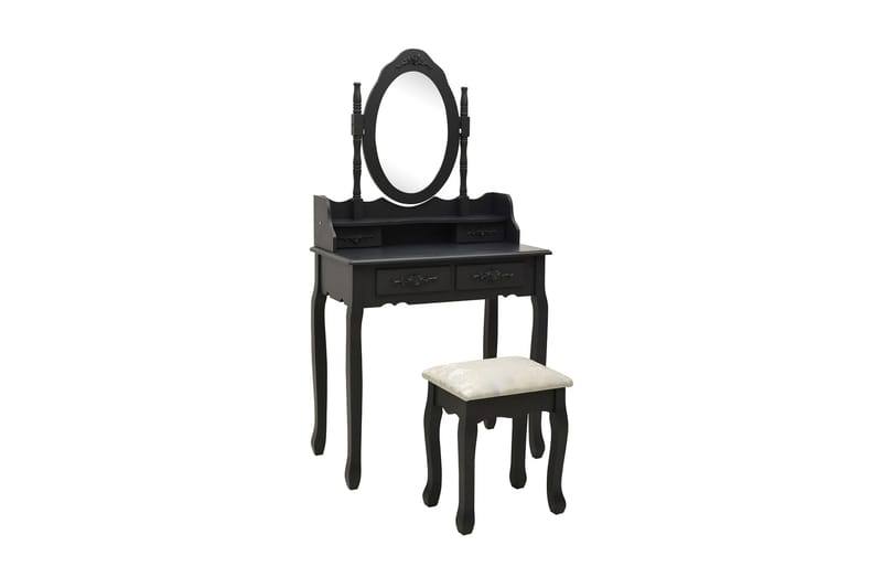 Sminkbord med pall svart 75x69x140 cm paulowniaträ - Svart - Möbler - Bord - Sminkbord