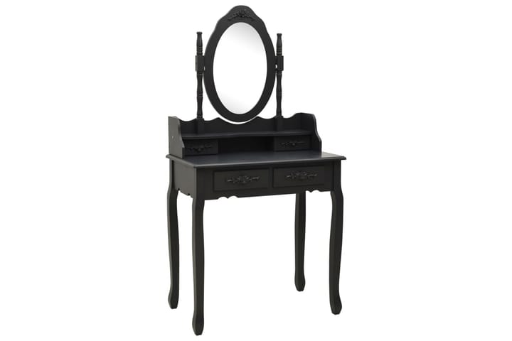 Sminkbord med pall svart 75x69x140 cm paulowniaträ - Svart - Möbler - Bord - Sminkbord