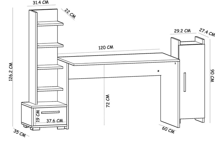 CONNYBOI Skrivbord 120x72x120 cm Antracit/Vit - Möbler - Bord