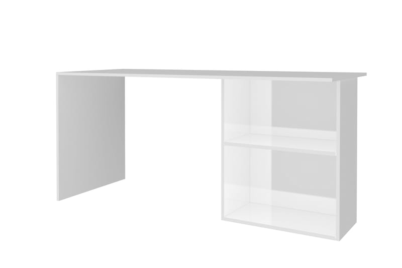CONTERN Skrivbord 110 cm med Förvaring Hyllor Vit Högglans - Möbler - Bord