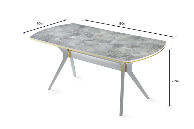 EAHGINIA Matbord 180 cm Ljusgrå/Guld - Möbler - Bord