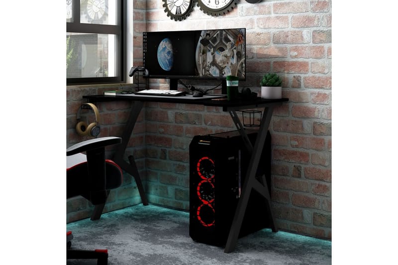 Gamingskrivbord med Y-formade ben svart 110x60x75 cm - Svart - Möbler - Spelrum - Gamingbord & datorbord