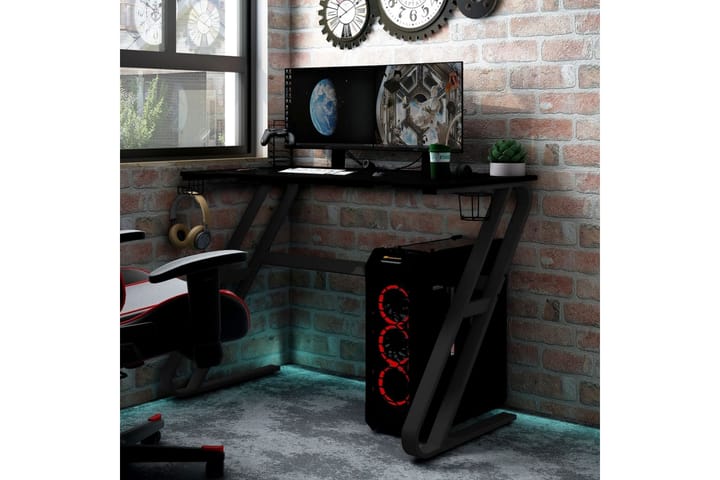 Gamingskrivbord med ZZ-formade ben svart 90x60x75 cm