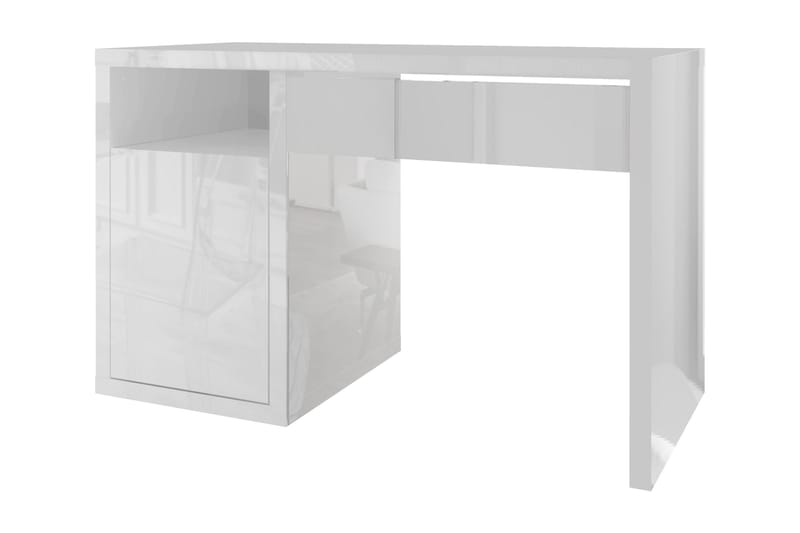 GLAUCUS Skrivbord 120 cm med Förvaring Vit Högglans - Möbler - Bord