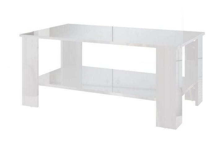 GLAUCUS Soffbord 100 cm med Förvaring Hylla Vit Högglans - Möbler - Bord