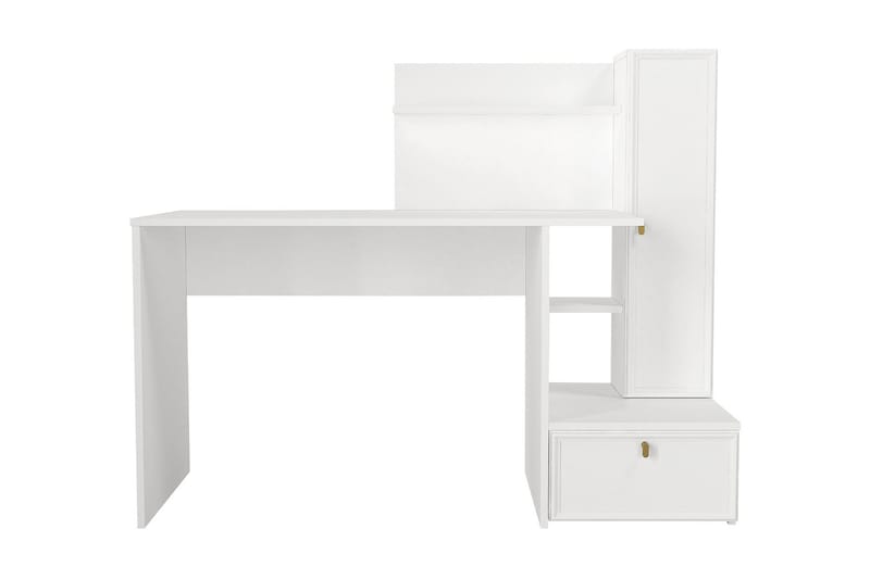 LAITLUM Skrivbord 143 cm med Förvaring Hyllor + Skåp Vit - Möbler - Hemmakontor - Skrivbord