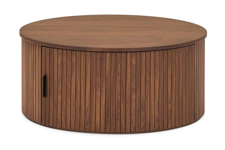 LENOIR Soffbord 80 cm Runt med Förvaring Låda Massiv Valnöt - Möbler - Vardagsrum - Soffbord & vardagsrumsbord - Soffbord