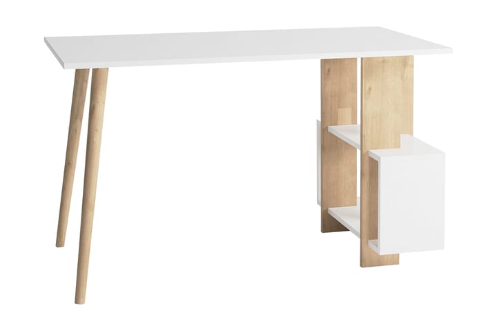 LOGGY SIDE Skrivbord 120 cm med Förvaring Hyllor Natur/Vit - Möbler - Hemmakontor - Skrivbord