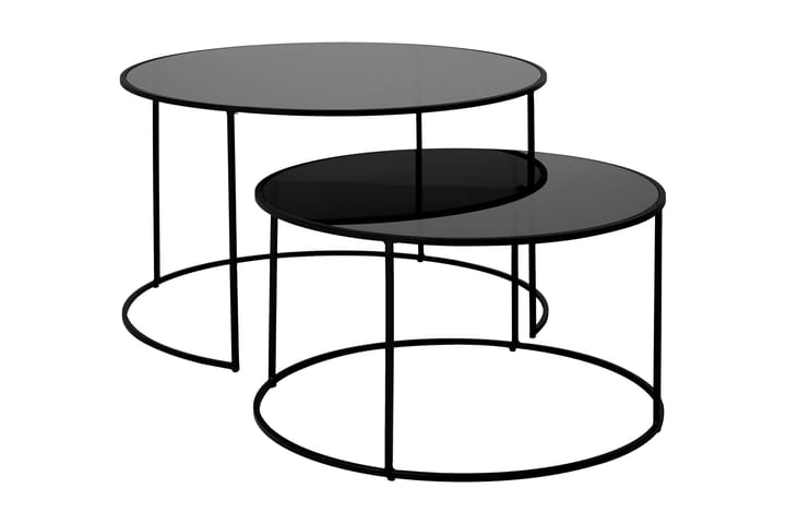 LOYOLA Satsbord 80 cm Runt Glas/Svart - Möbler - Vardagsrum - Soffbord & vardagsrumsbord - Satsbord