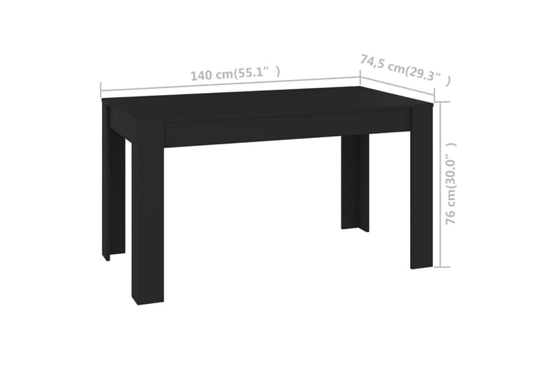 Matbord svart 140x74,5x76 cm spånskiva - Svart - Möbler - Bord