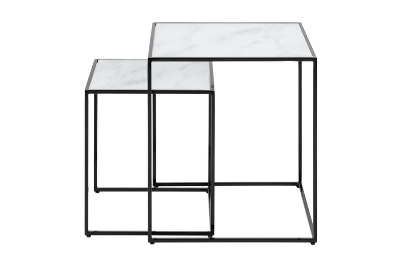PHYSALIS Satsbord 45 cm 2 Bord Glas/Vit/Svart - Möbler - Vardagsrum - Soffbord & vardagsrumsbord - Satsbord