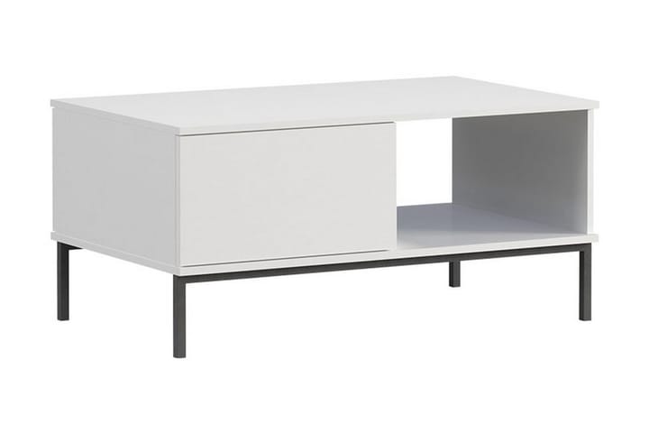 QUSAR Soffbord 100  cm med Förvaring Hylla + Låda Vit/Svart - Möbler - Bord