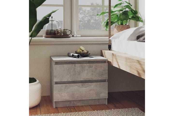 Sängbord 2 st betonggrå 50x39x43,5 cm spånskiva - Grå - Möbler - Bord
