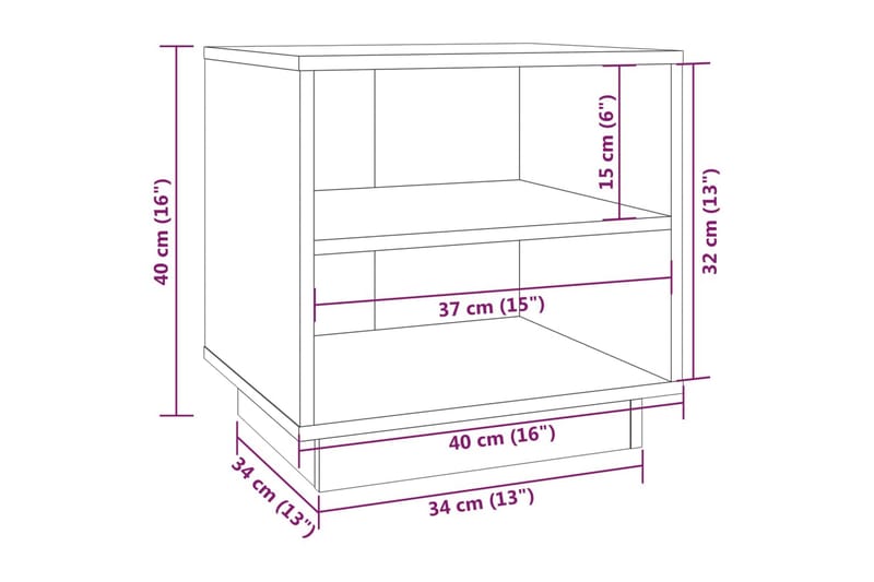 Sängbord 2 st grå 40x34x40 cm massiv furu - Grå - Möbler - Bord