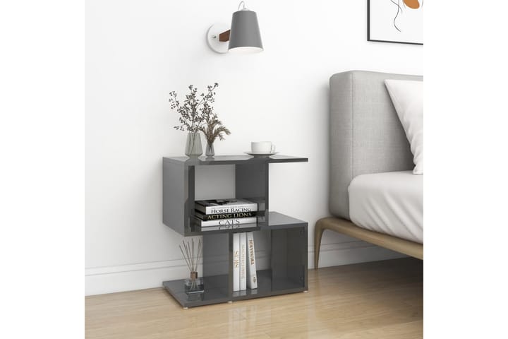 Sängbord 2 st grå högglans 50x30x51,5 cm spånskiva - Grå - Möbler - Bord
