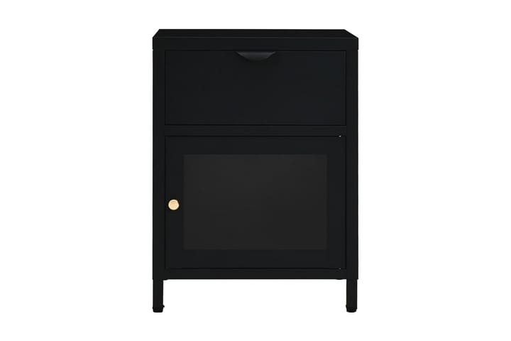 Sängbord 2 st svart 40x30x54,5 cm stål och glas - Svart - Möbler - Sovrum - Sängbord