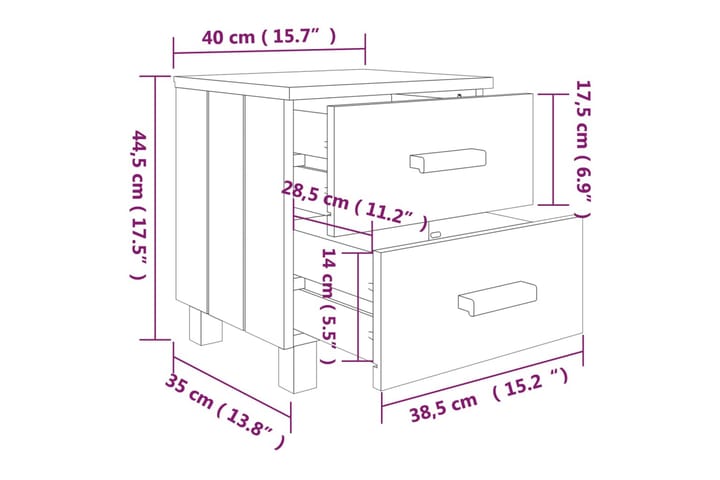 Sängbord 2 st vit 40x35x44,5 cm massiv furu - Vit - Möbler - Bord