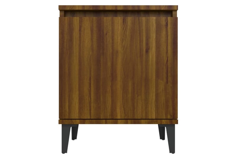 Sängbord med metallben 2 st brun ek 40x30x50 cm