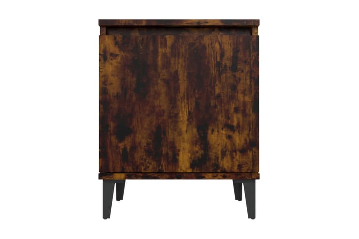Sängbord med metallben 2 st rökfärgad ek 40x30x50 cm - Brun - Möbler - Bord