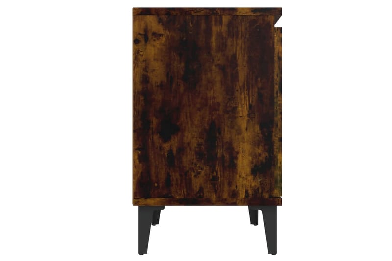 Sängbord med metallben 2 st rökfärgad ek 40x30x50 cm - Brun - Möbler - Bord