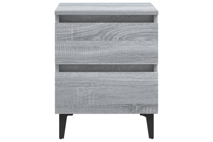 Sängbord med metallben grå sonoma 40x35x50 cm