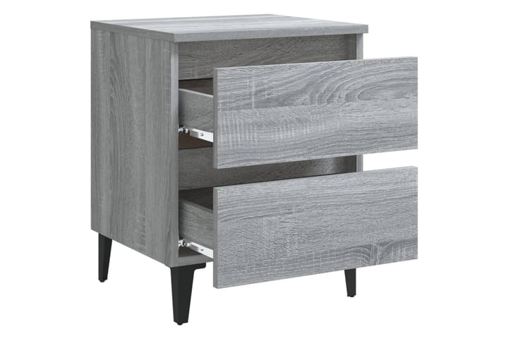 Sängbord med metallben grå sonoma 40x35x50 cm - Grå - Möbler - Bord