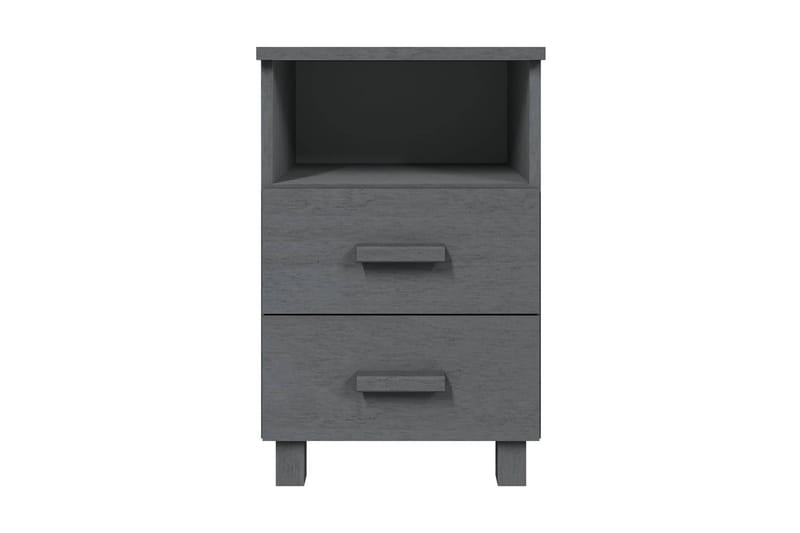 Sängbord mörkgrå 40x35x62 cm massiv furu