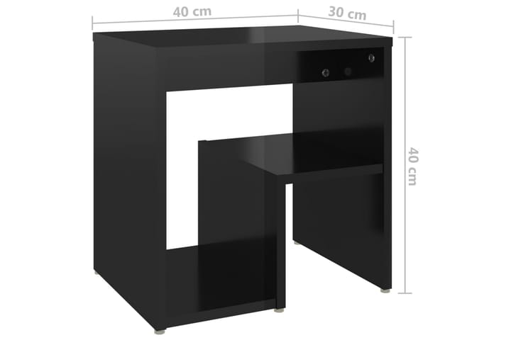 Sängbord svart högglans 40x30x40 cm spånskiva - Svart - Möbler - Bord