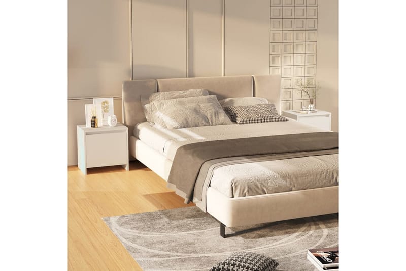 Sängskåp vit 2 st 45x34x44,5 cm spånskiva - Vit - Möbler - Bord