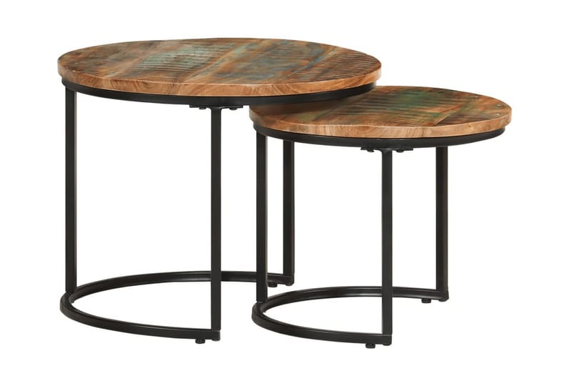 Satsbord 2 st massivt återvunnet trä - Brun - Möbler - Vardagsrum - Soffbord & vardagsrumsbord - Satsbord