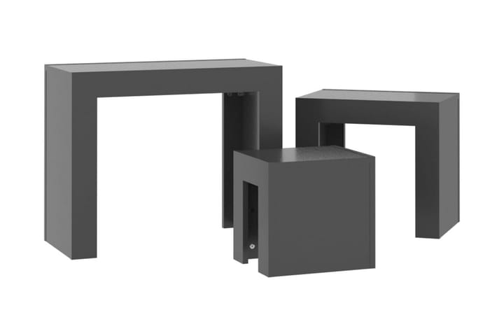 Satsbord 3 st grå högglans spånskiva - Grå - Möbler - Bord