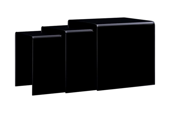 Satsbord 3 st svart 42x42x41,5 cm härdat glas - Svart - Möbler - Vardagsrum - Soffbord & vardagsrumsbord - Satsbord