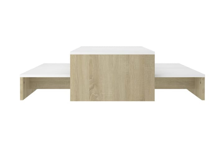 Satsbord vit och sonoma-ek 100x100x26,5 cm spånskiva - Vit - Möbler - Bord