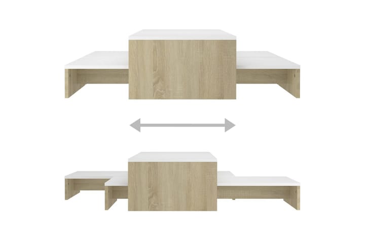 Satsbord vit och sonoma-ek 100x100x26,5 cm spånskiva - Vit - Möbler - Bord