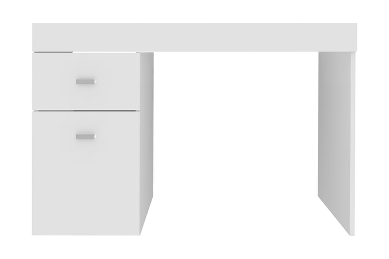 SELLIN Skrivbord 110 cm med Förvaring Låda + Dörr Vit/Natur