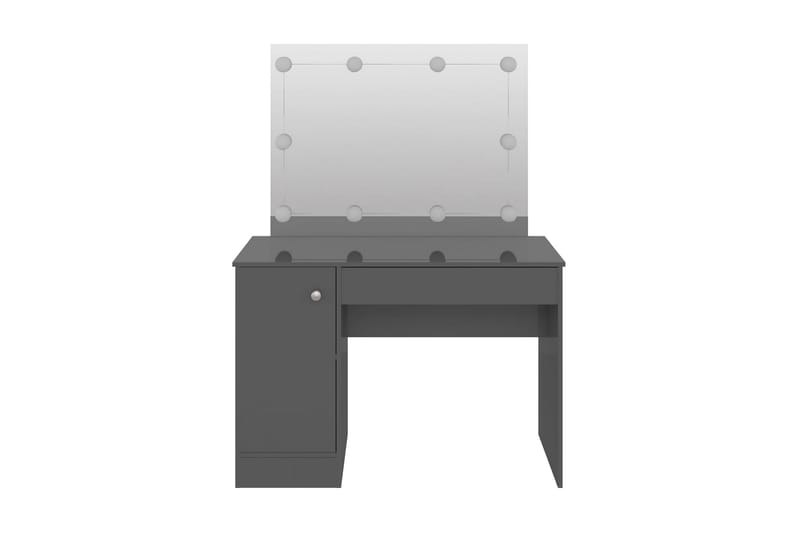 Sminkbord med LED-belysning 110x55x145 cm MDF glänsande grå