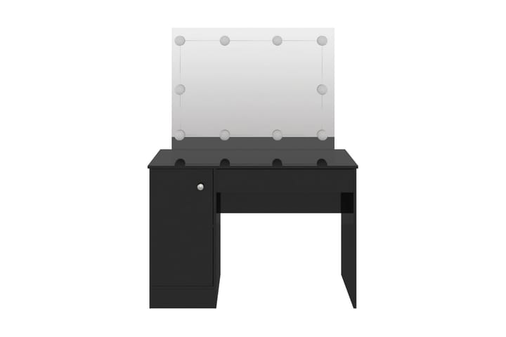 Sminkbord med LED-belysning 110x55x145 cm MDF svart glänsand