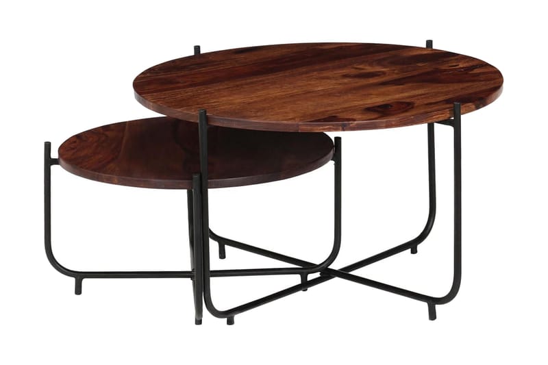 Soffbord 2 delar massivt sheshamträ 60x35 cm - Brun - Möbler - Vardagsrum - Soffbord & vardagsrumsbord - Satsbord