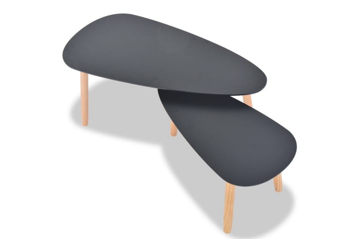 Soffbord 2 st massiv furu svart - Svart - Möbler - Bord