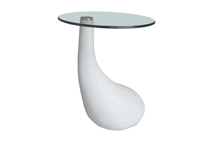 Soffbord 2 st med rund bordsskiva glas högglans vit