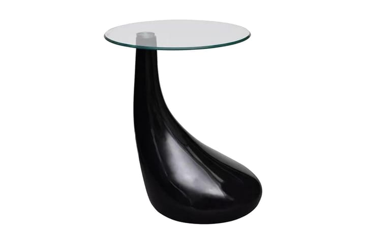 Soffbord 2 st med rund bordsskiva i glas högglans svart - Svart - Möbler - Vardagsrum - Soffbord & vardagsrumsbord - Satsbord