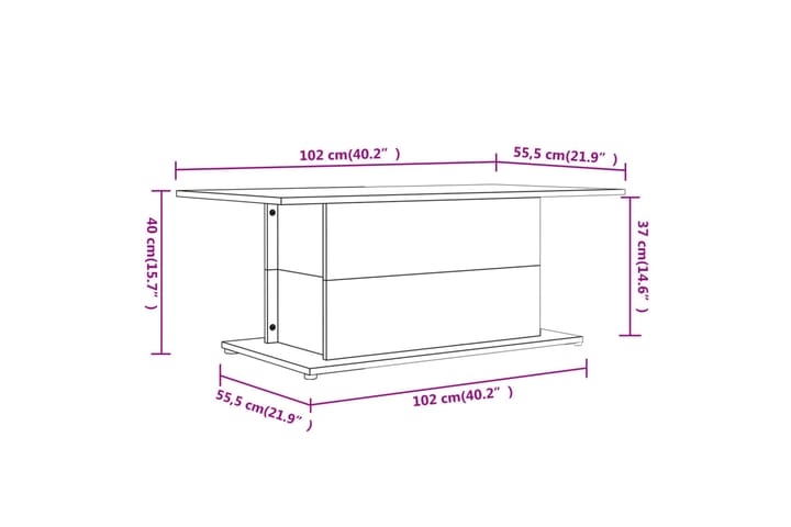 Soffbord svart 102x55,5x40 cm spånskiva - Svart - Möbler - Bord