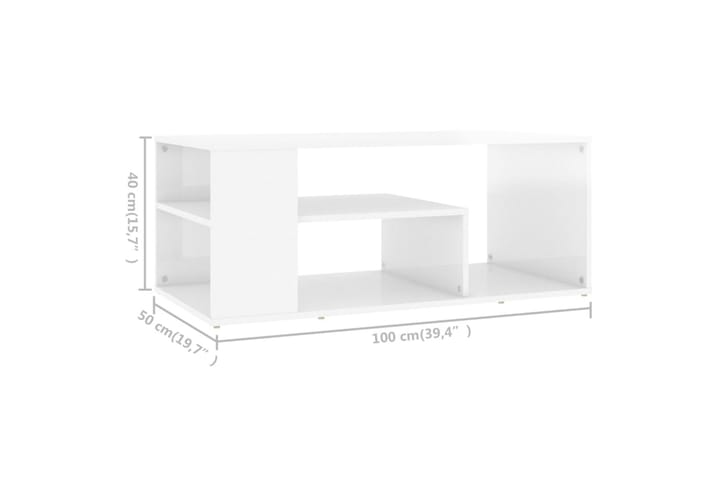 Soffbord vit högglans 100x50x40 cm spånskiva - Vit - Möbler - Bord