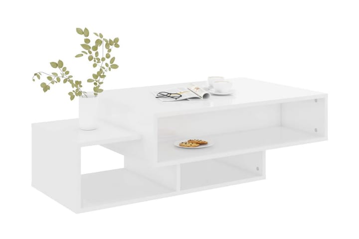 Soffbord vit högglans 105x55x32 cm spånskiva - Vit - Möbler - Bord